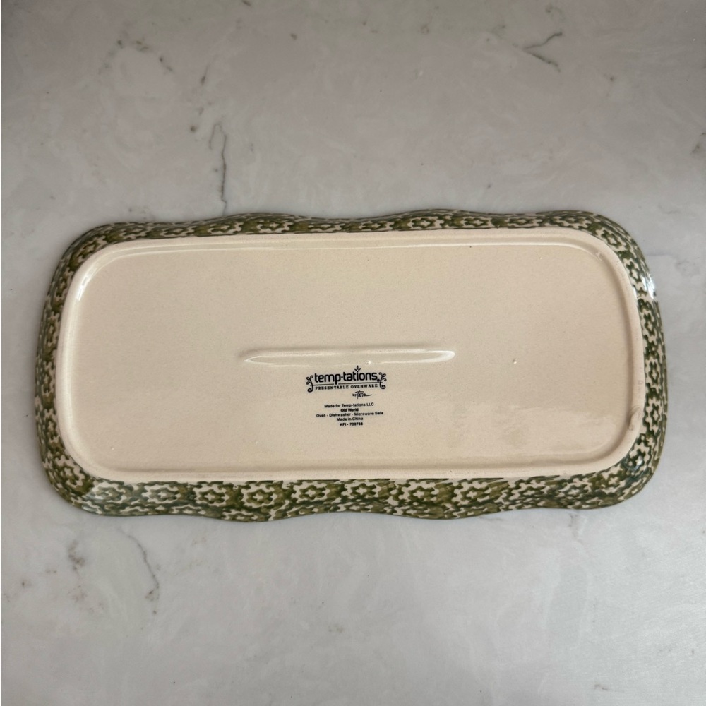 Temptations Presentable Ovenware by Tara~Old World~Serving Platter Ceramic Green - Picture 5 of 9